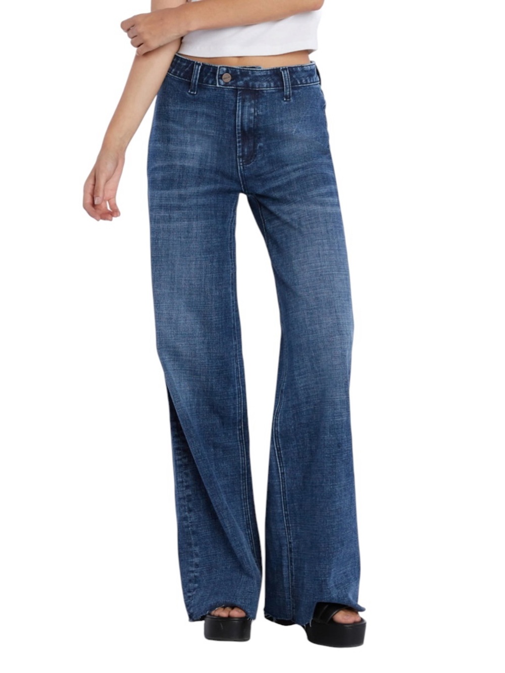 NWOT HINT of BLU Wide Leg Flat Front High-Rise Stretch Women’s Jeans, size 31